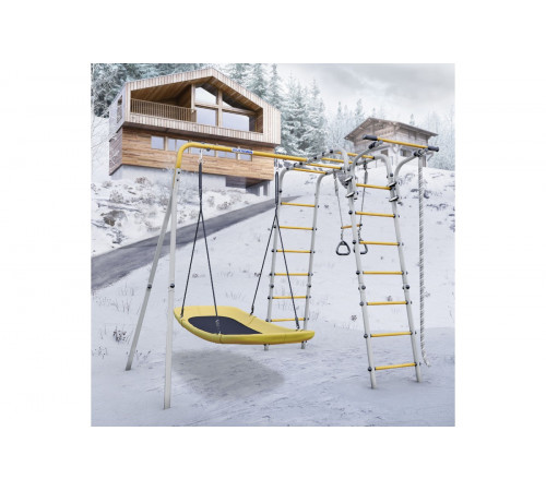 Детский спортивный комплекс для дачи ROMANA Веселая лужайка - 2 (желтый/серый)