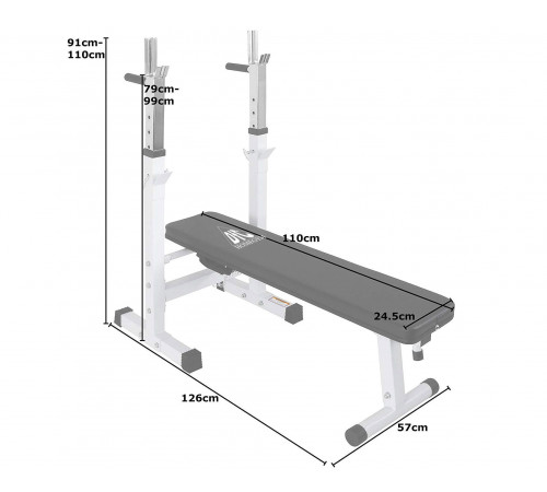 Скамья со стойками под штангу DFC складная DBCH2W